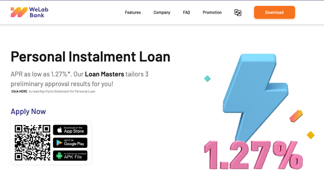 Welab Bank Personal instalment Loan